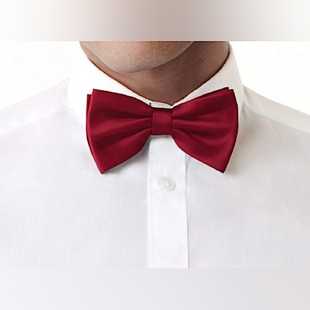 Azazie Burgundy Matte Satin Bow Tie
